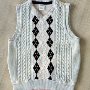 Gymboree V-Neck Sweater Vest - Gray, Light Pink, and Black Argyle